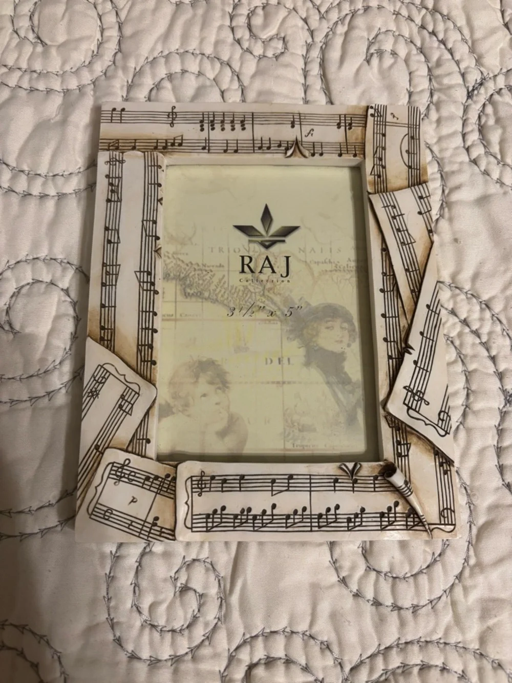 RAJ Cream and Brown Sheet Music Decorative Photo Frame